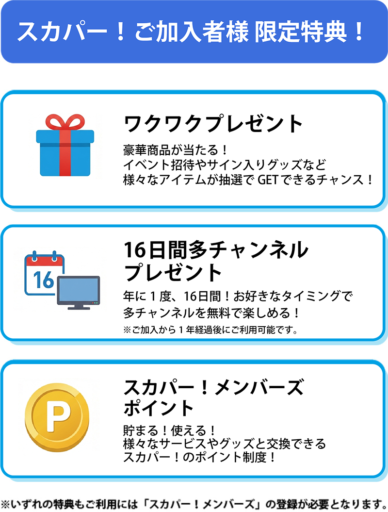 スカパー!ご加入者様 限定特典!